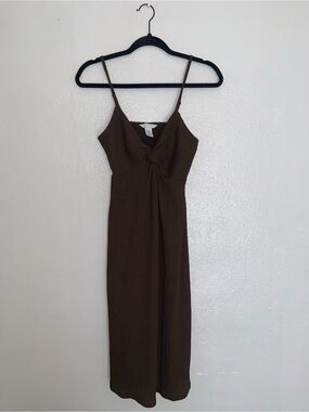 H&M Brown Twist-Front Spaghetti Strap Dress - Size X-Small